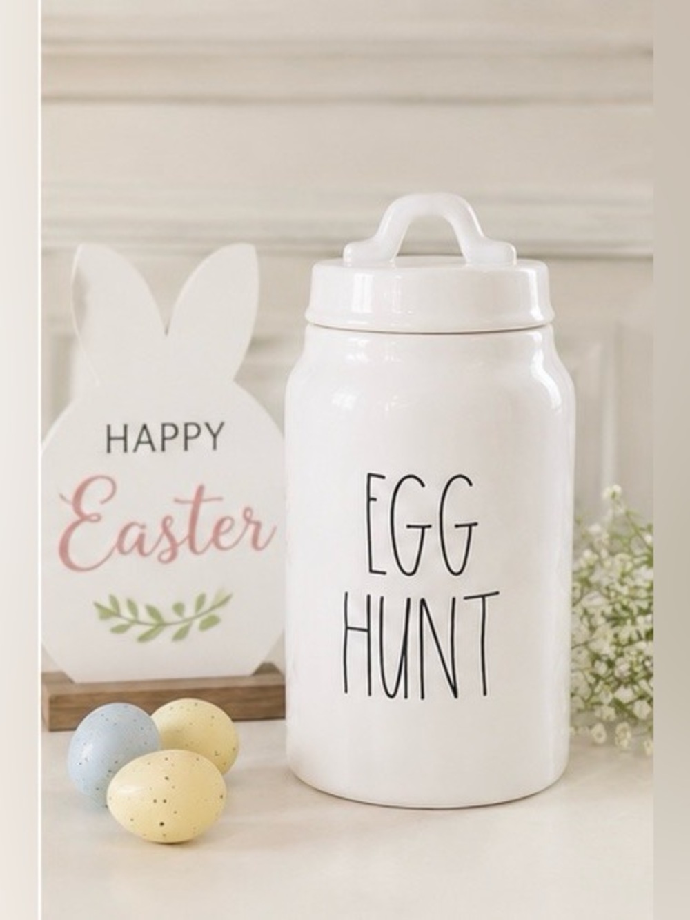 Rae Dunn EGG HUNT Easter Canister Ceramic Cookie Jar Farmhouse Spring Kitchen - Picture 3 of 6